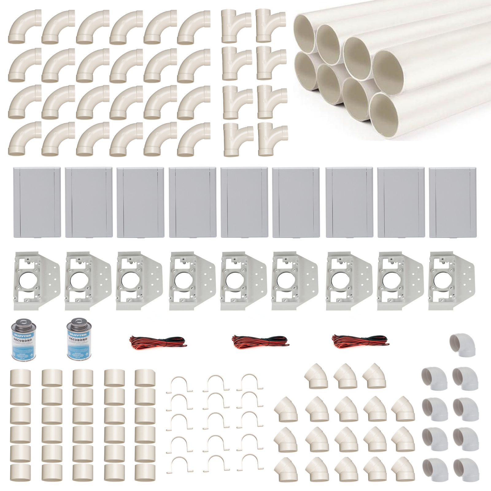 einbau-set-9-saugdosen Installation Kit for 9 Inlet Valves incl. Vacuum Pipe